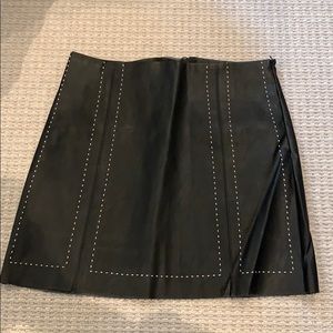 Faux leather skirt with white stitching detailing
